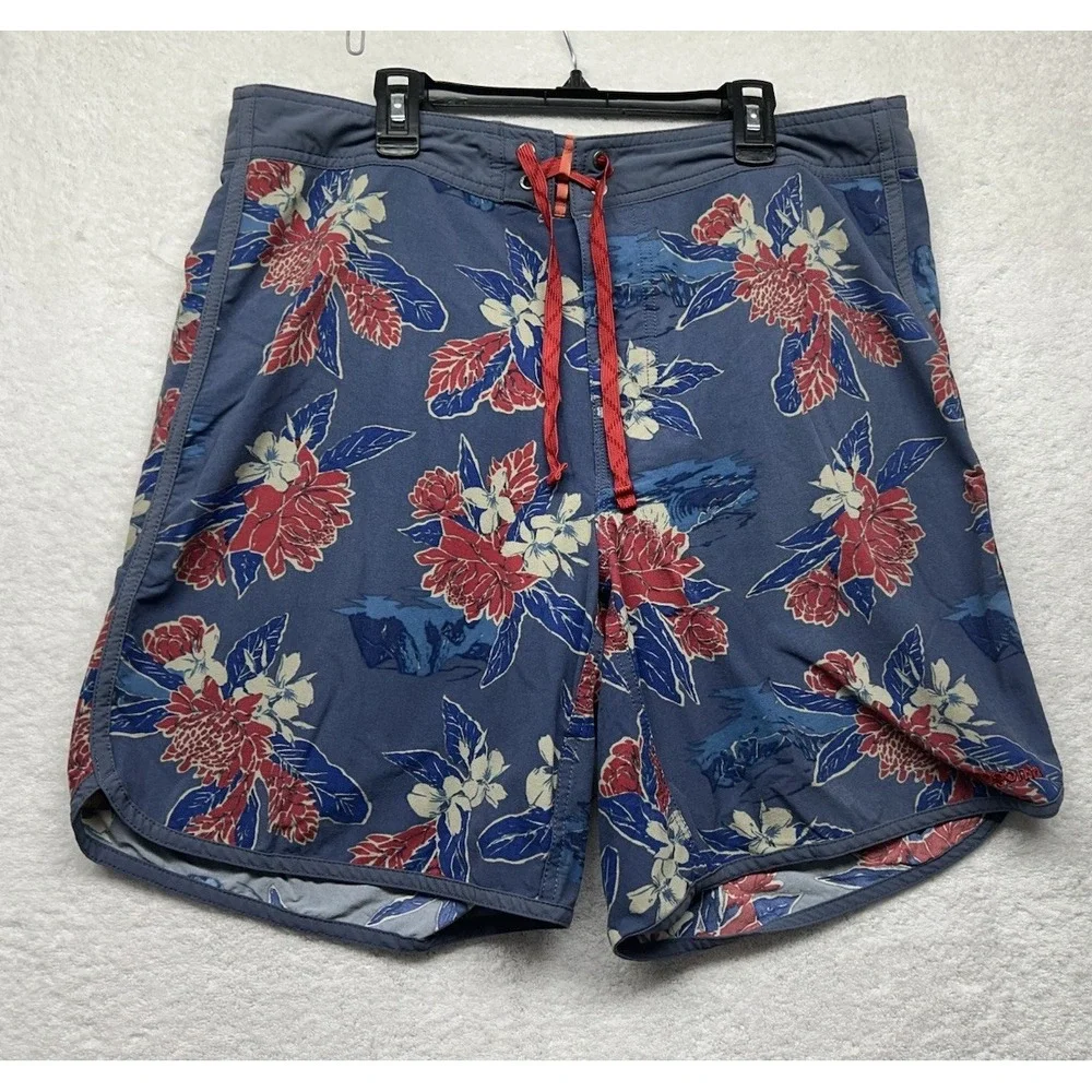 Patagonia Mens Size 34 Blue Scallop Hem Wavefarer Boardshorts Swim Trunks (L6)